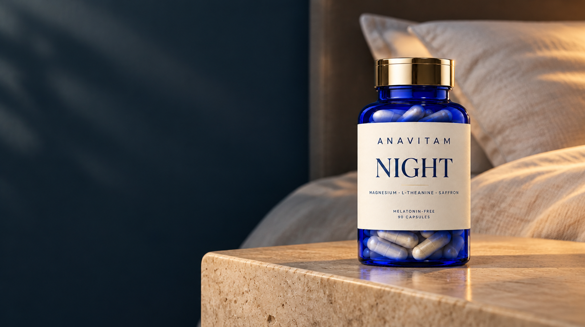 ANAVITAM NIGHT packaging concept in an evening setting