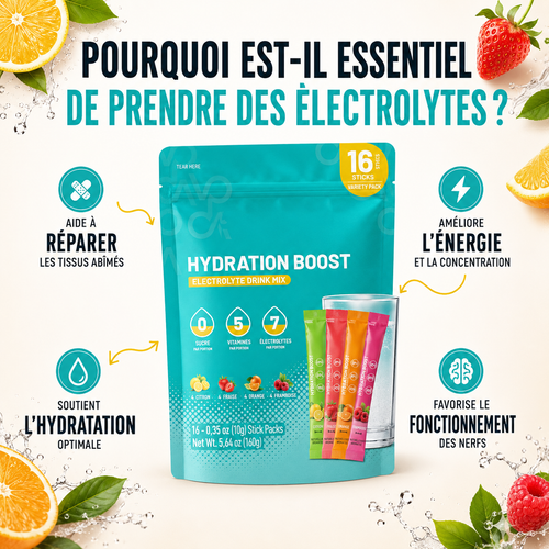 Electrolytes sachet hydratation aux fruits