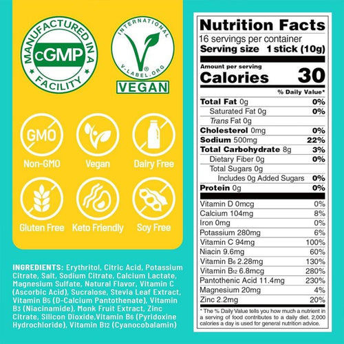 Electrolytes sachet hydratation aux fruits